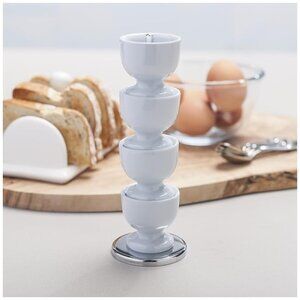 Baby Blue Stacked White Egg Cups With Stand by Zeal